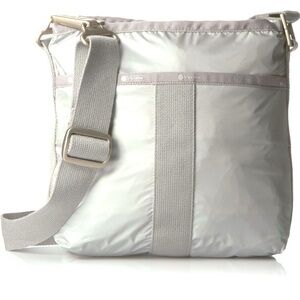 LeSportsac Essential Crossbody Shoulder Bag - silver grey nylon EUC